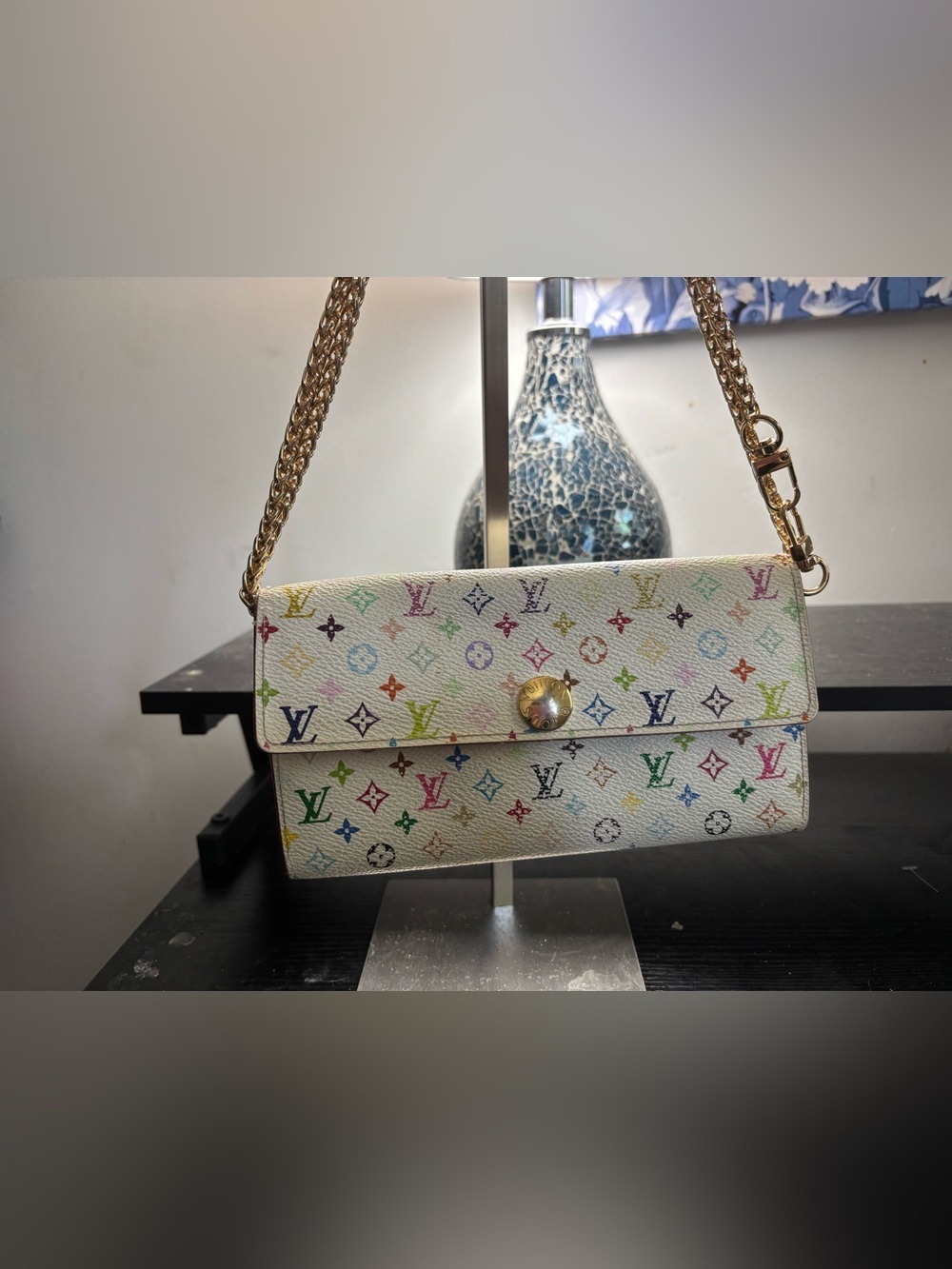 Rare Louis Vuitton x Takashi Murakami Monogram Multicolor Sarah Wallet WOC Ready - Picture 1 of 12